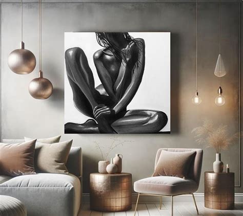 Black Woman Oil Painting Erotic Nudity Extra Large Wall Art Nude Woman Wall Art For Bedroom Full