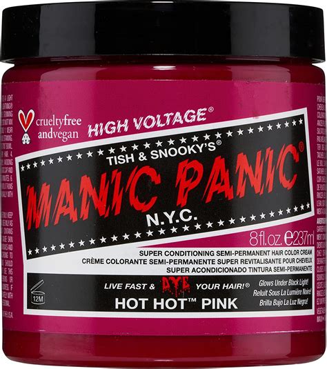 Big Pot Manic Panic 8oz High Voltage Classic Cream Formula Colour Hair Dye Hot Hot Pink