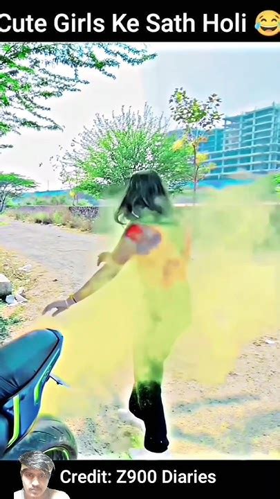 Cute Girl Ka Sath Holi🥰super Bike Z900 Cute Girl Reactions Police Bike Lake Bhag Gyi Zx10r