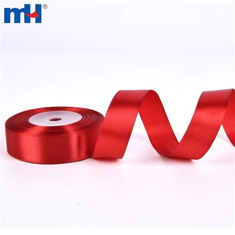 Mm Single Faced Polyester Satin Ribbons Red Yards