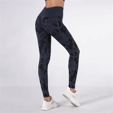 High Waist Seamless Camo Print Scrunch Butt Leggings Tight Slim Yoga