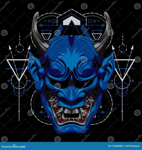 Oni Mask Geometry Posaidon Stock Vector Illustration Of Perfect