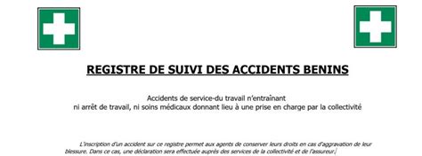 Modèle de registre des accidents de travail bénins Mise à jour 2023