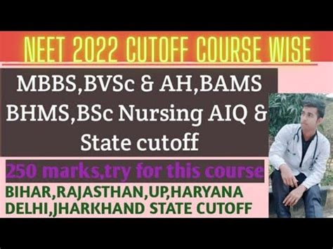 NEET 2022 MBBS BAMS VETERINARY BHMS AIQ 15 And State Cutoff Paper