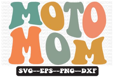 Moto Mom Wavy Retro Svg Design Graphic By Uniquesvgstore · Creative Fabrica