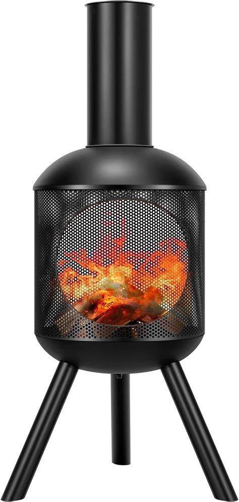 Amazon Sunnydaze Black Steel Outdoor Wood Burning Modern Backyard