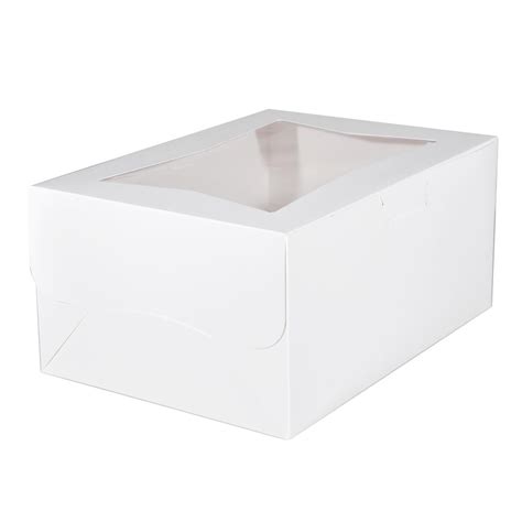 Caja Para Pastel Blanca C Ventana 1 Pieza 14 X 10 X 6 5 Desechables