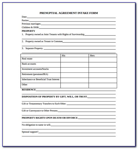 Prenuptial Agreement Ohio Template