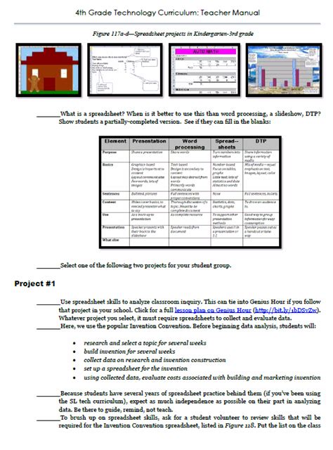 4th Grade Technology Curriculum Structured Learning