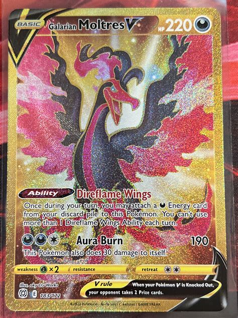 Galarian Moltres V Gold Secret Rare 183 172 Brilliant Stars Pokemon