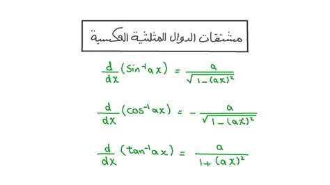 فيديو الدرس مشتقات الدوال المثلثية العكسية نجوى