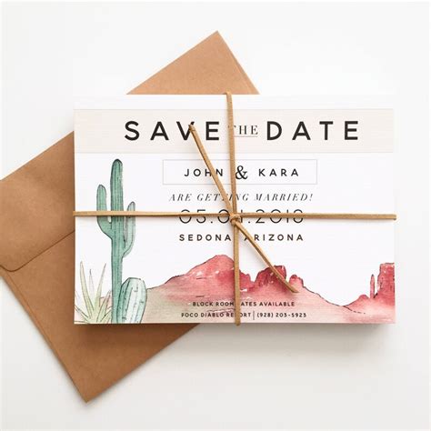 Desert Save The Date Template Arizona Save The Date Sedona Etsy