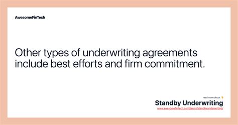 Standby Underwriting Awesomefintech Blog