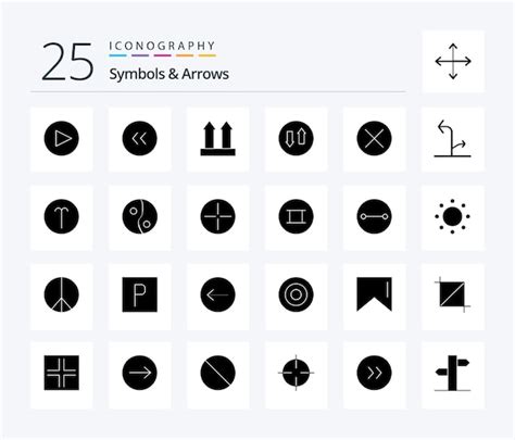 Símbolos flechas 25 paquete de íconos de glifos sólidos que incluye