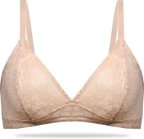 Deyllo Womens Sexy Sheer Lace Low Cut Wireless Bralette Unlined