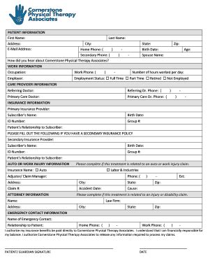 Fillable Online Patient Intake Form Cobourg Orthopaedic Sports