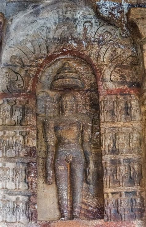 Closeup Of Naked Man Sculpture In Jain Cave Temple Badami Karnataka