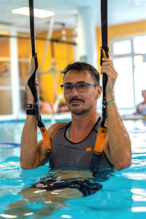 Premium Photo | Hydrotherapy session A patient performs exercises in a