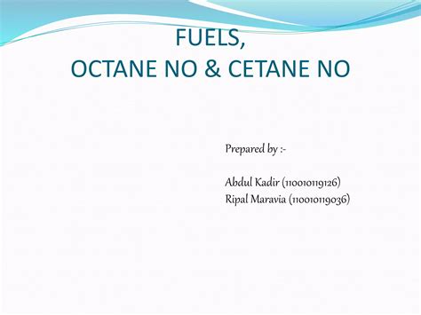 fuels octane number cetane number pptx