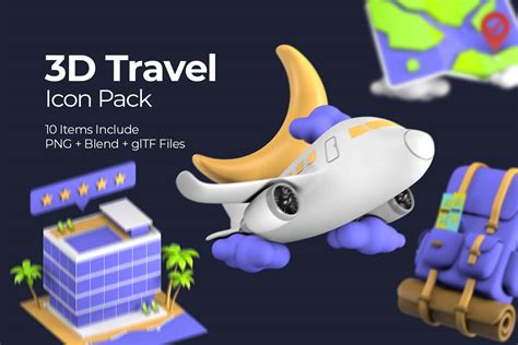 Premium Travel 3D Illustration pack from Holidays 3D Illustrations