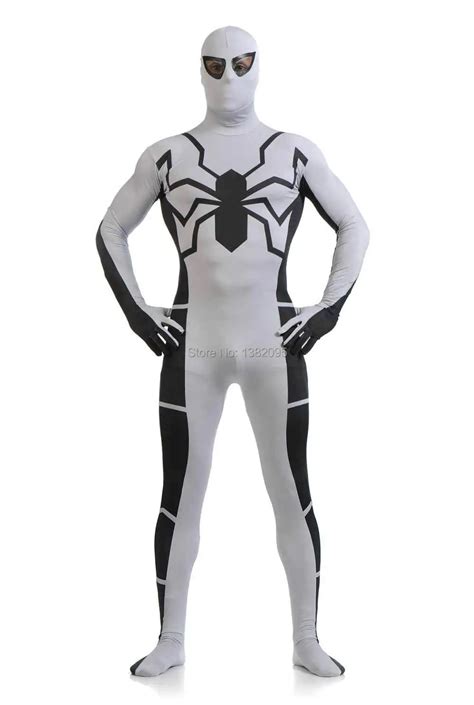 Utimate White Black Spiderman Zentai Spiderman Suit Full Body Suit ...