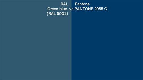 RAL Green Blue RAL 5001 Vs Pantone 2955 C Side By Side Comparison