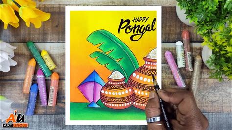 How To Draw Pongal Festival Oil Pastel Drawing Step By Step For