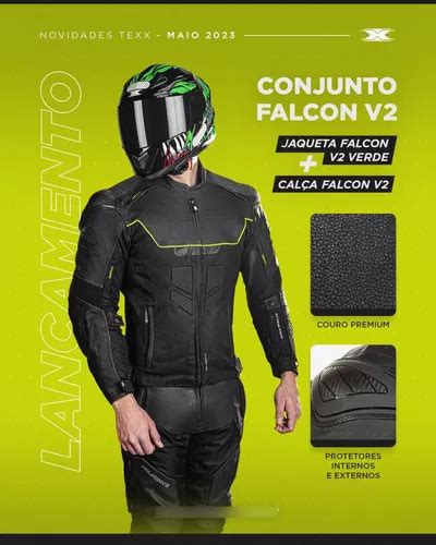 Conjunto Jaqueta Calça Texx Falcon V2 Couro Design Esportivo Frete grátis