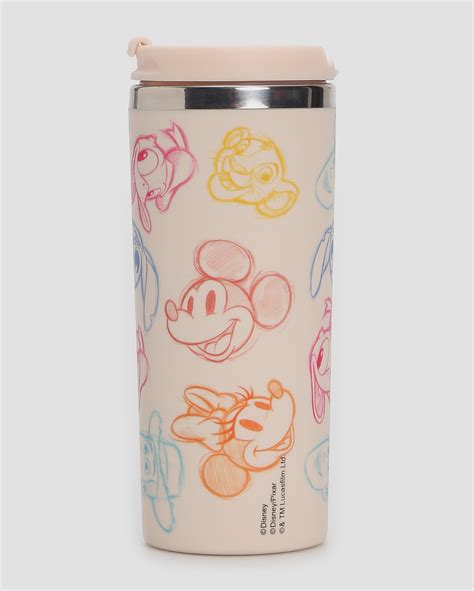 Copo squeeze térmico Mickey e amigos 350ml bege Disney FANLAB Oficial