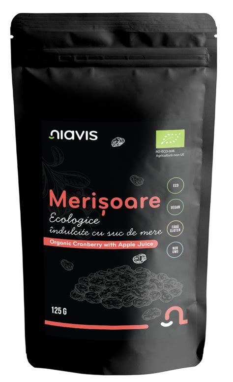 Merisoare Ecologice Indulcite Cu Suc De Mere 125g Niavis Dr Max