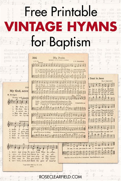 Free Printable Vintage Hymns For Baptism • Rose Clearfield