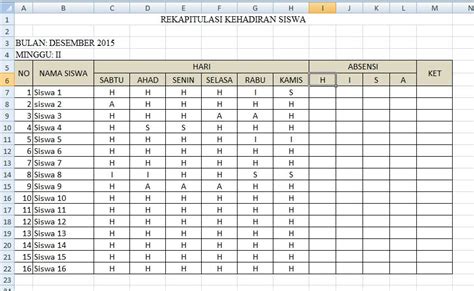 Tutorial Cara Membuat Absen Bulanan Di Excel Sd Negeri Asemrudung