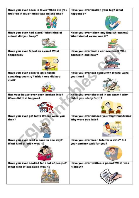 Past Simple Speaking Cards Bd