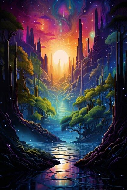 Premium AI Image | beautiful epic nature landscape painting dreamlike ...