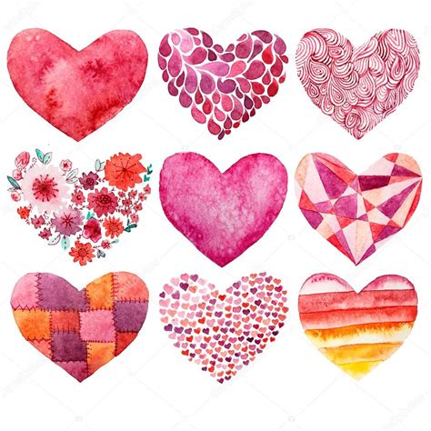 Valentines Day Watercolor Heart Holiday Love Object Stock Illustration