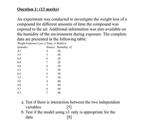 Solved Question 1 13 Marks 4 An Experiment Was Conducted