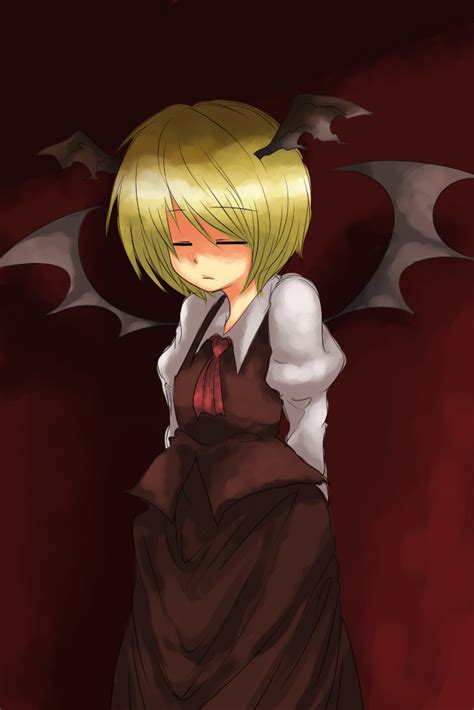 Safebooru 1girl Bat Wings Blonde Hair Closed Eyes Cosplay Face