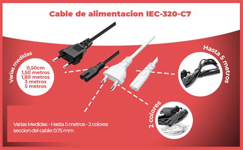 CABLEPELADO Cable Alimentación Tipo C Euro Cable C7 Cable Euro 8