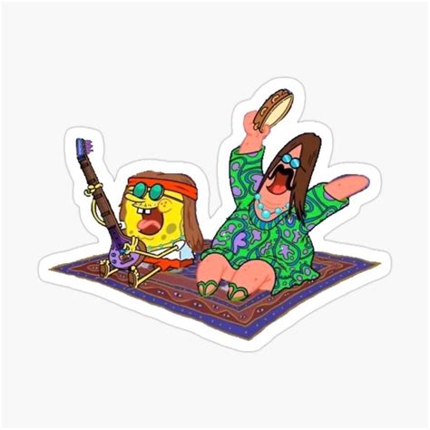 Spongebob Hippie Sticker By Frikin Neat In Hippie Sticker