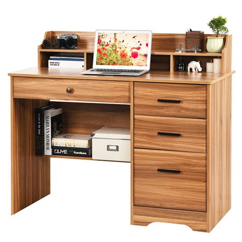 Buy Catrimown Computer Desk With Drawers And Hutch Farmhouse Home