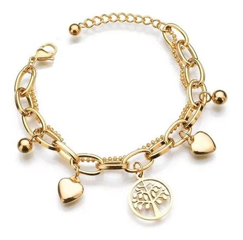 Pulsera Árbol De La Vida Laminado En Oro Para Mujer Cuotas sin interés