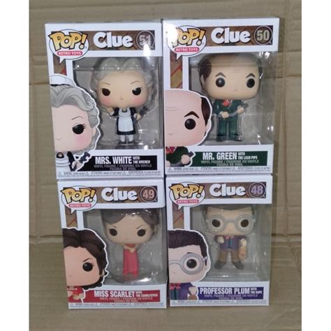 Funko Pop Clue Do Mrs White 51 Mr Green 50 Professor Plum 48 Miss Scarlet 49 Cluedo Game