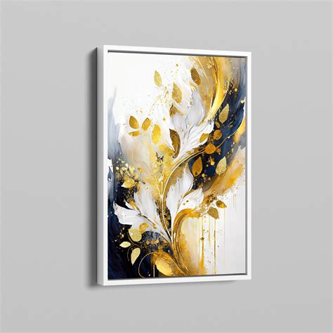 Canvas Wall Art Abstract Home Design Abstract Golden Leaf - Etsy