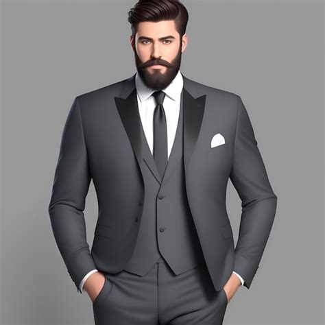 Un Hombre De Traje Con Barba Y Corbata Foto Premium