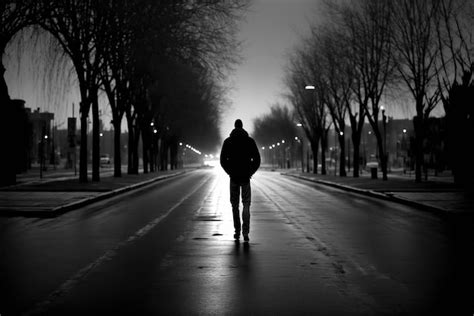 Premium AI Image Walk Alone At Lonely Night