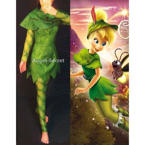 P456 Green Tinkerbell Flannel Leaf Print Dress Costume Custom Made