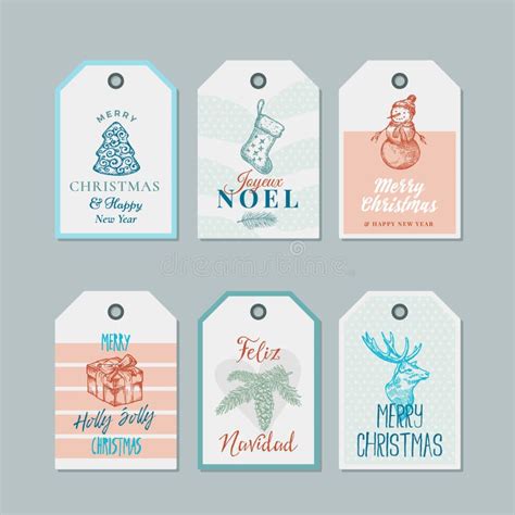 Christmas And New Year Ready To Use Pastel Colour Gift Tags Or Labels