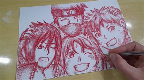 Desenhando O Time Sete Do Anime Naruto Caneta Bic Youtube