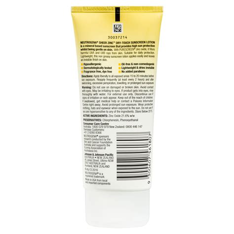 Neutrogena Sheer Zinc Dry Touch Sunscreen Lotion Spf 50 88ml Amals Discount Chemist