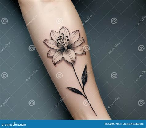 Elegant Lily Flower Tattoo on Forearm Stock Photo - Image of ...